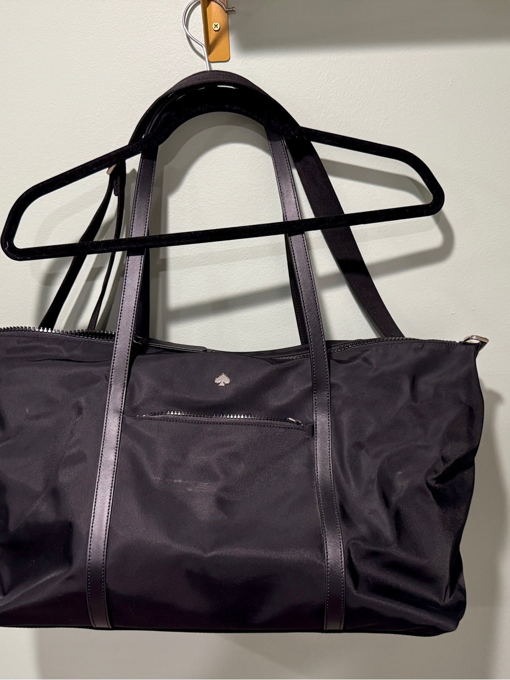 kate spade Black Nylon Duffel Bag with Leather Trim